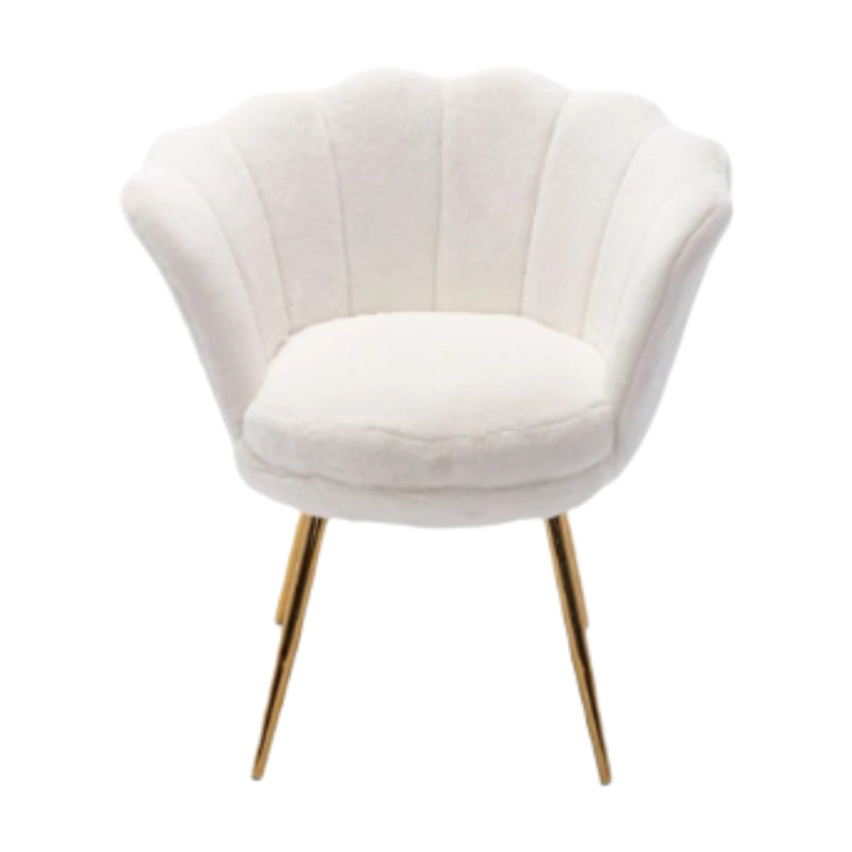 Fauteuil Ya-Home en forme de fleur avec pieds dorés - Fauteuil de détente en peluche - 70 x 60 x 76 cm - Blanc