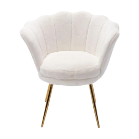 Fauteuil Ya-Home en forme de fleur avec pieds dorés - Fauteuil de détente en peluche - 70 x 60 x 76 cm - Blanc