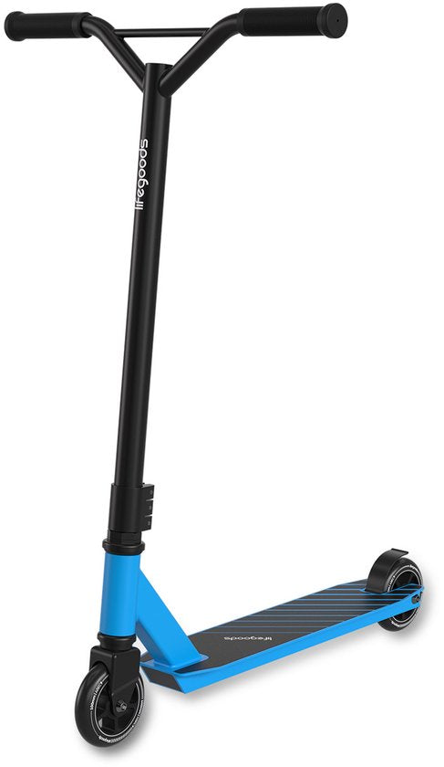 LifeGoods Stuntstep Fly Pro - 6+ Years - Marchepied pour enfants - Garçons/Filles - 100mm - 100KG - Noir/Bleu