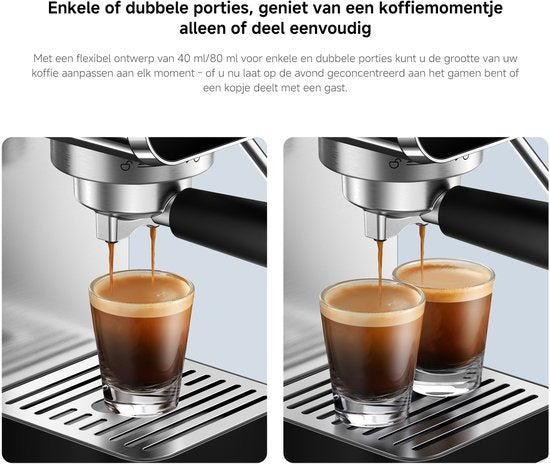 Machine à expresso semi-automatique Xiaomi | Machine à expresso | Pression de pompe de 20 bars | 1 350 W | Réservoir d'eau de 0,9 L | Mousseur à lait en acier inoxydable | 1 ou 2 tasses | Compacte