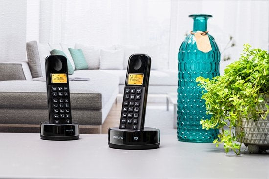 Philips D1602B/01 Téléphone résidentiel - Téléphone DECT - 2 combinés - Noir