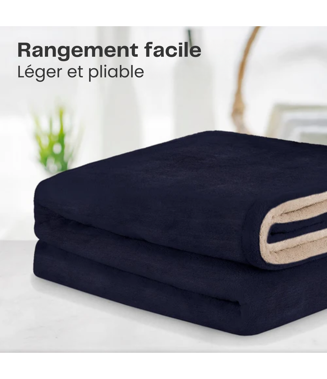 Couverture chauffante électrique - Auronic - 3 niveaux de chauffe avec minuterie - 160 x 120cm - bleu nuit