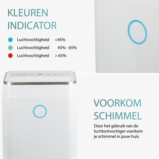 Déshumidificateur 20L - Aironex - 20 litres par jour - Prévient les moisissures - Silencieux - Blanc