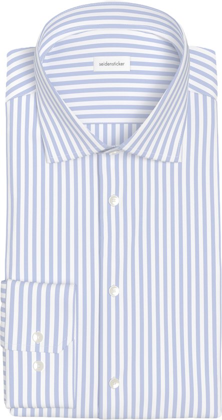 Chemise Seidensticker coupe ajustée - longueur de manche 7 - popeline - rayures bleues - sans repassage - tour de col : 41