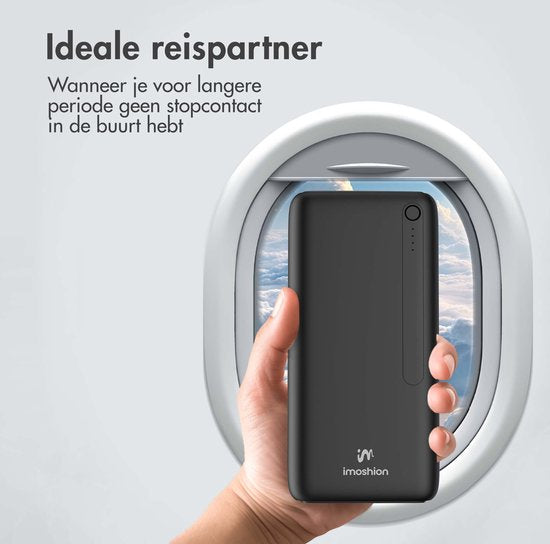 Batterie externe - iMoshion® - 27000 mAh - Chargeur rapide - Convient pour iPhone et Samsung - 18 Watt - USB A, USB C et Micro USB - Noir