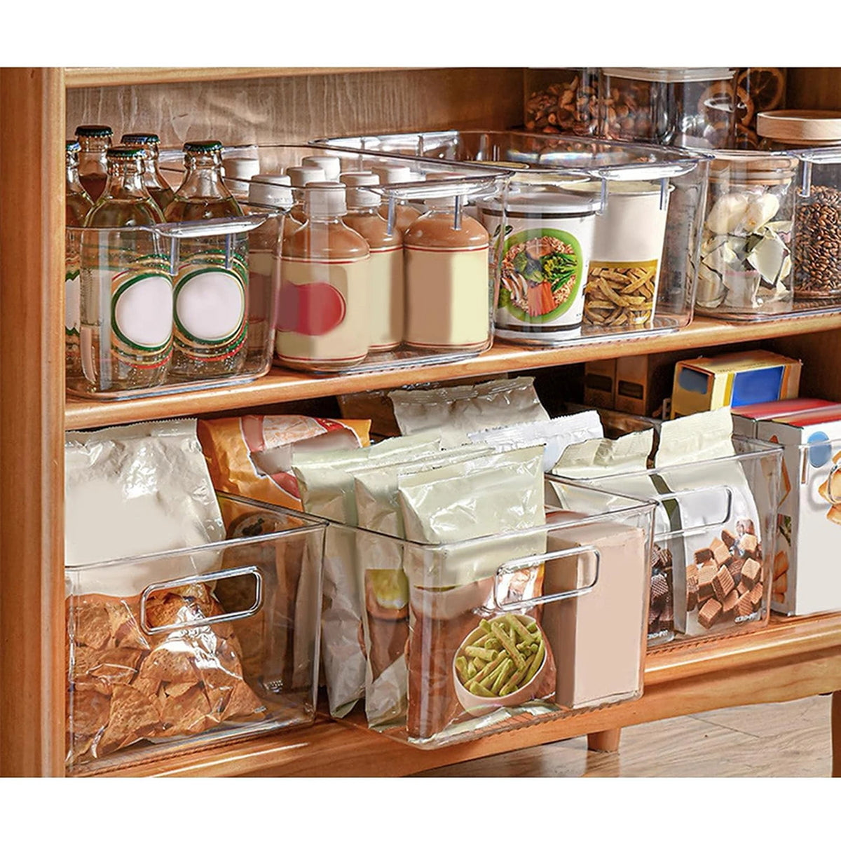 WhereHike : lot de 4 boîtes de rangement transparentes avec poignée – Grand format – Plastique