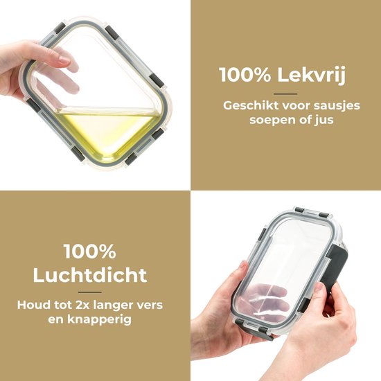 Stosh Freshness Trays - Plateaux pour la préparation des repas - Plateaux de congélation - Verre - 12 pièces - Sans BPA