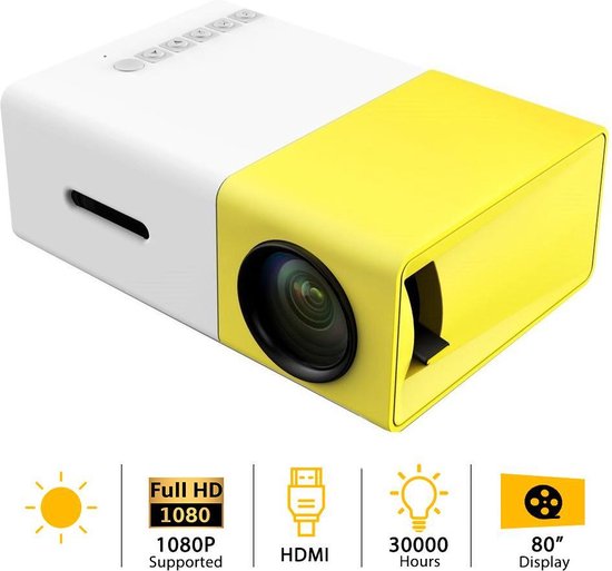 Mini Beamer - 320 x 240 - USB - HDMI - Blanc - Jaune - 50 lumens YG-300