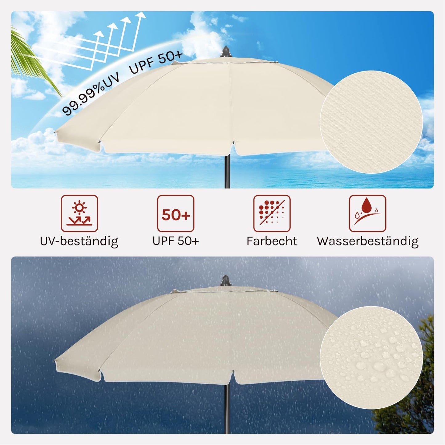 Parasol de balcon Woltu - Rond - Réglable - 155 cm - Beige