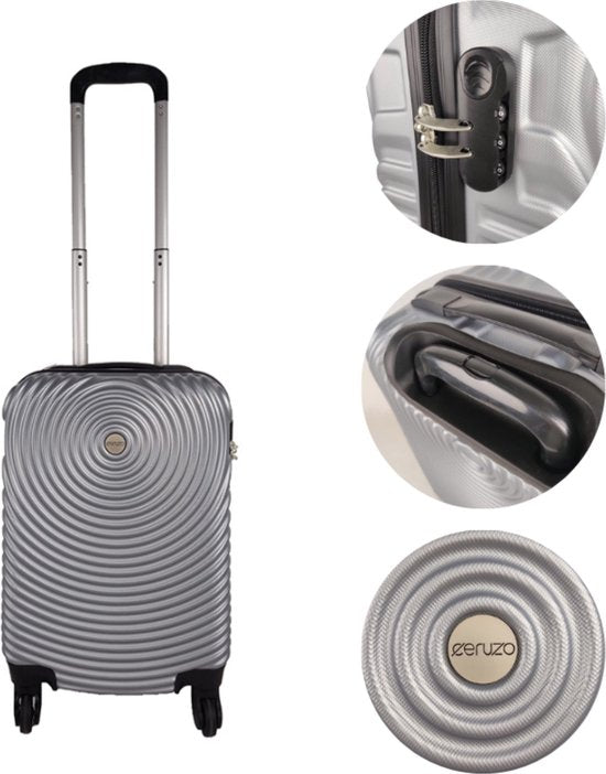 Valise cabine Ceruzo - Trolley - 28 L - 51,5 cm - Gris argenté - Roulettes pivotantes à 360° - Serrure à combinaison