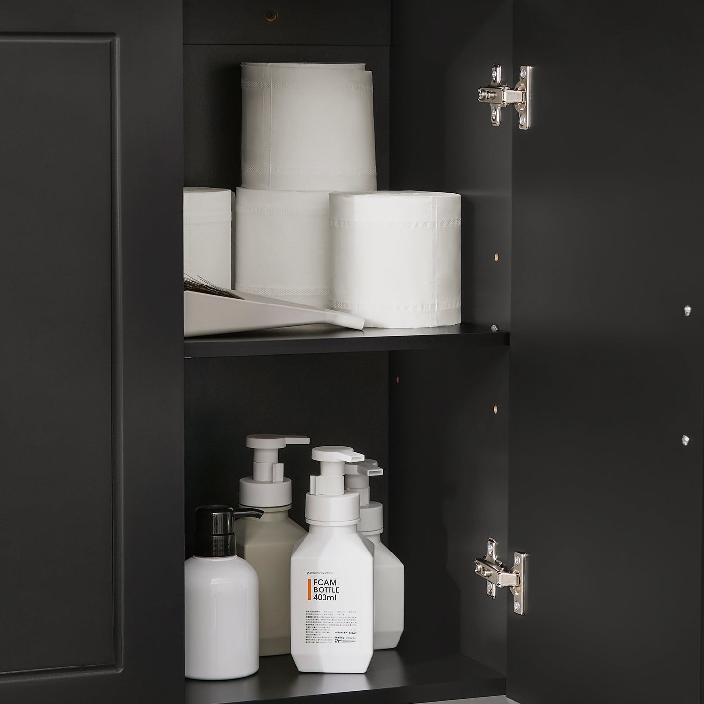 SoBuy Armoire suspendue Armoire de salle de bain noire - 90x60x30 cm - FRG231-L-SCH - Armoire murale avec deux portes et étagères réglables