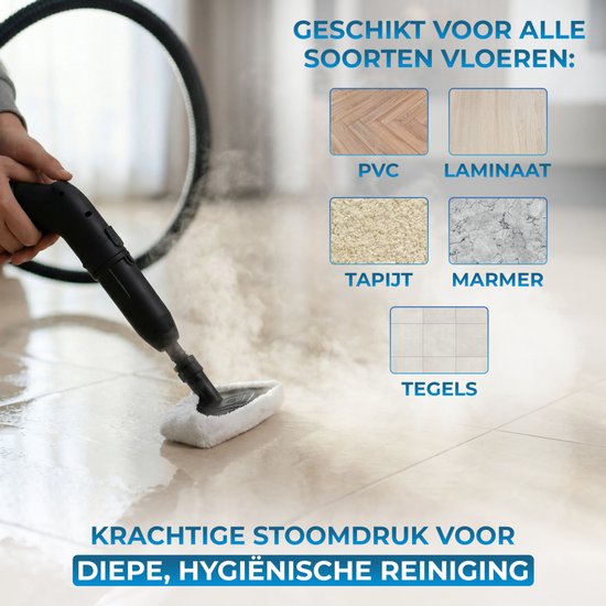 Powell Steam Cleaner - Nettoyeur de tapis - Nettoyeur à vapeur portatif - Nettoyeur de taches - Nettoyeur - Accessoires inclus - Pour sol, canapé, salle de bain, tapis et fenêtres - Noir