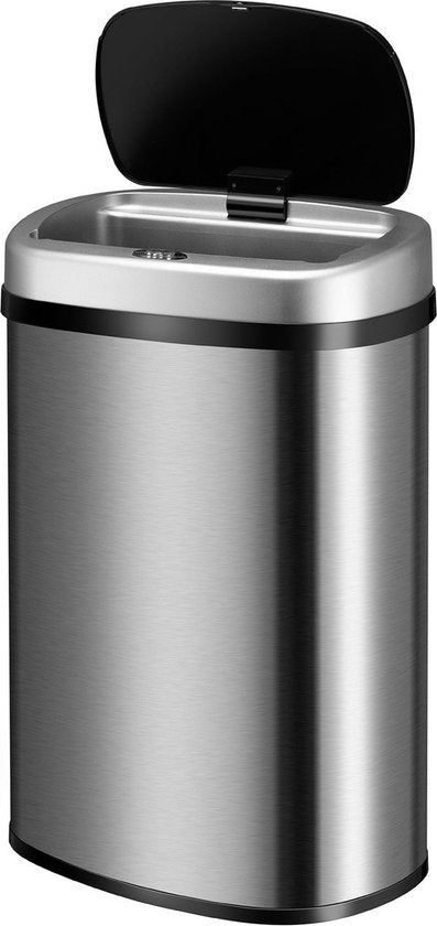 Poubelle automatique / Poubelle à déchets / Poubelle à détecteur - 50 litres - Argenté - Rectangle