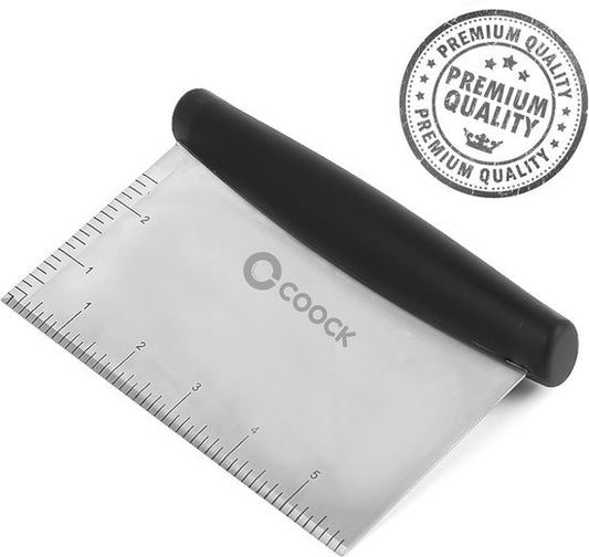 COOCK - Coupe-pâte ergonomique en acier inoxydable - Grattoir à pâte - Couteau à pizza - Coupe-légumes - Grattoir à gâteaux et à tartes