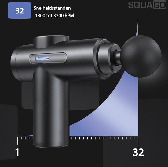 Squago Massage Gun professional - 32 positions - 10 accessoires - Appareil de massage compact - Pistolet de massage - Pistolet de massage