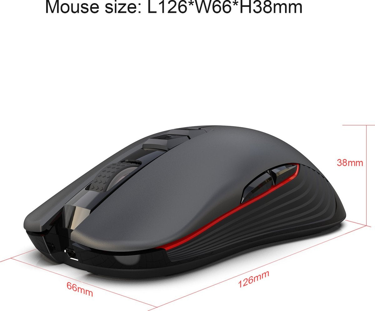 HXSJ T30 2.4G USB-C Wireless Gaming Mouse - Souris rechargeable - Souris silencieuse - pour Macbook / Laptop / PC - Souris de jeu