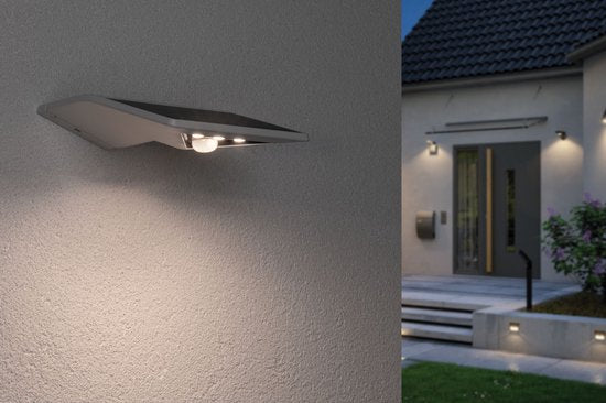 Éclairage solaire à LED pour numéro de maison Yoko, détecteur de mouvement (IR) à activation crépusculaire, IP44, 3000 K, 42 lm, blanc