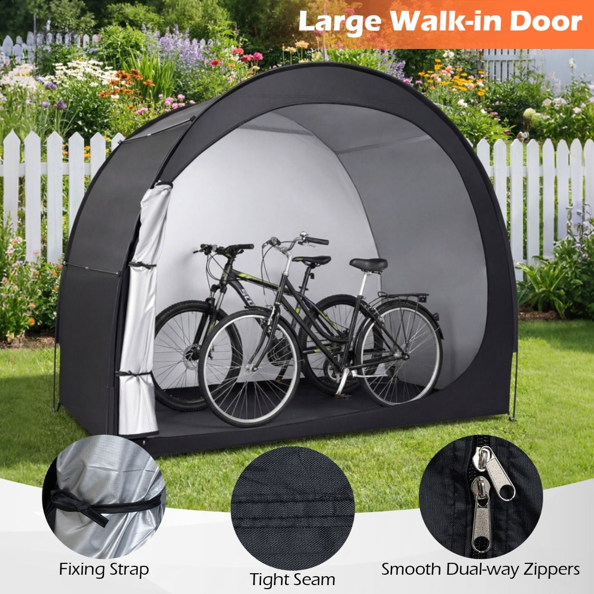 Abri à vélos Coast - Abri à vélos résistant aux intempéries - Pour 2 vélos - Noir - 210 x 123 x 171 cm