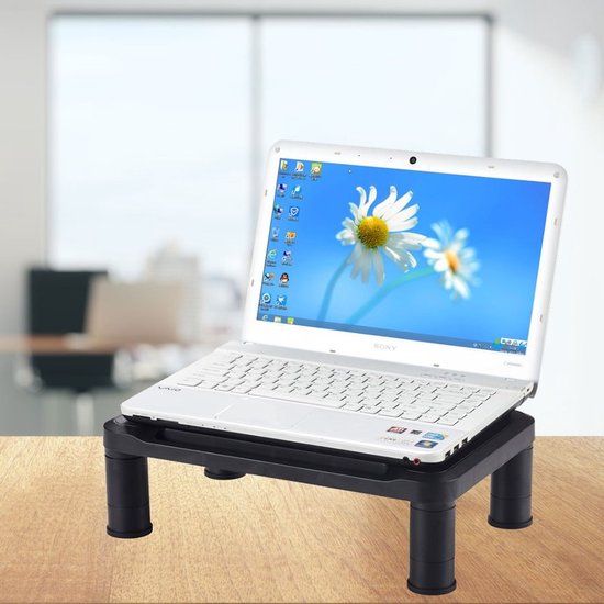 BRASQ Monitor Stand Black MS100 - Support de moniteur pour ordinateur portable ou écran - Hauteur réglable 38x24x11,2 cm