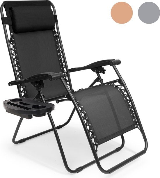 LifeGoods Chaises de jardin pliables - 30°-90° réglables - Métal - Noir