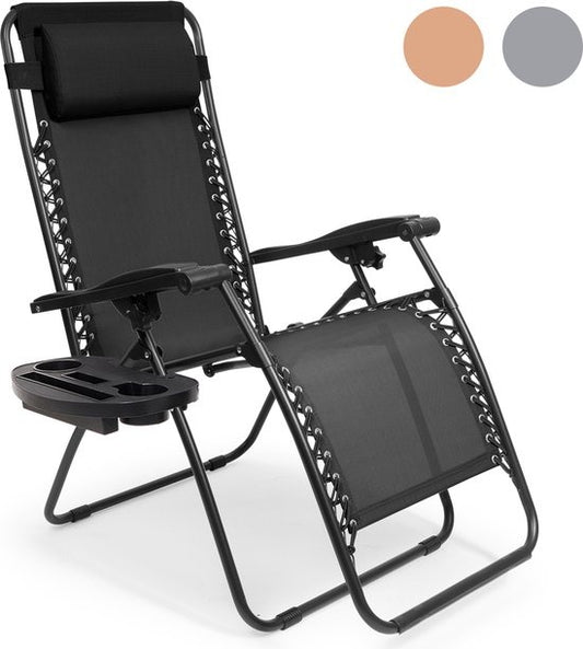 LifeGoods Chaises de jardin pliables - 30°-90° réglables - Métal - Noir