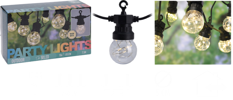 Guirlande lumineuse festive ProGarden 7,5 m, 50 micro-LED, éclairage d'extérieur EDCB60022