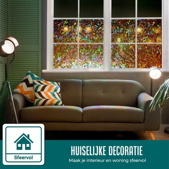 Homewell Film pour fenêtre HR++ 45x200cm - Solaire et isolant - Statique - Éclats arc-en-ciel