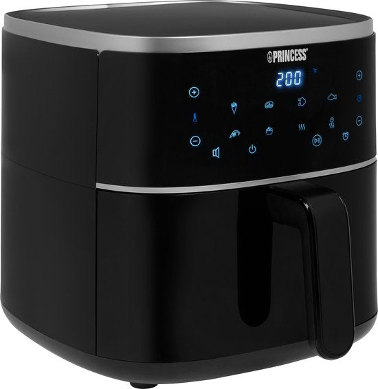 Princess Friteuse à air numérique 182238 - Inclut une grille réglable en hauteur - Grande capacité 4 litres - Noire - Écran tactile numérique - 8 programmes automatiques