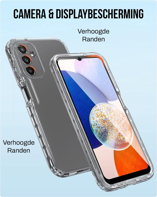 Coque Podec 2-en-1 avec protection d'écran, compatible avec le Samsung Galaxy A14. Coque de téléphone transparente - Coque antichoc