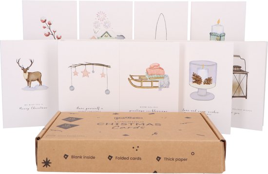 Partizzle 36x Cartes de Noël de luxe avec enveloppes - Cartes de Nouvel An - 2025 Collection / 12 Designs