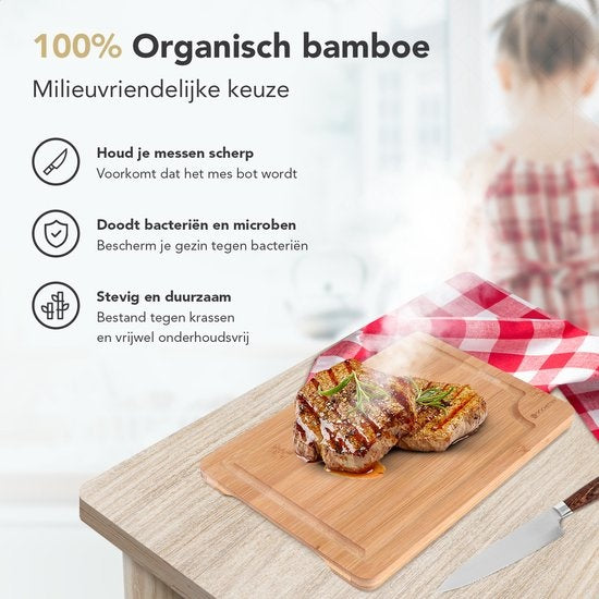 Rochester Snijplanken Hout – Borrelplank – Serveerplank - 3-Delig – Organisch Bamboe – Luxe Design – Hygienisch En Duurzaam