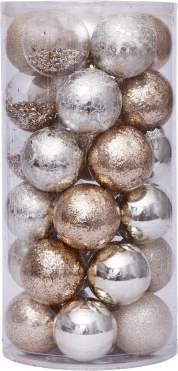 Set de boules de Noël de luxe - 60 pièces - Ø 6 cm - Or et argent - Décoration de Noël de luxe