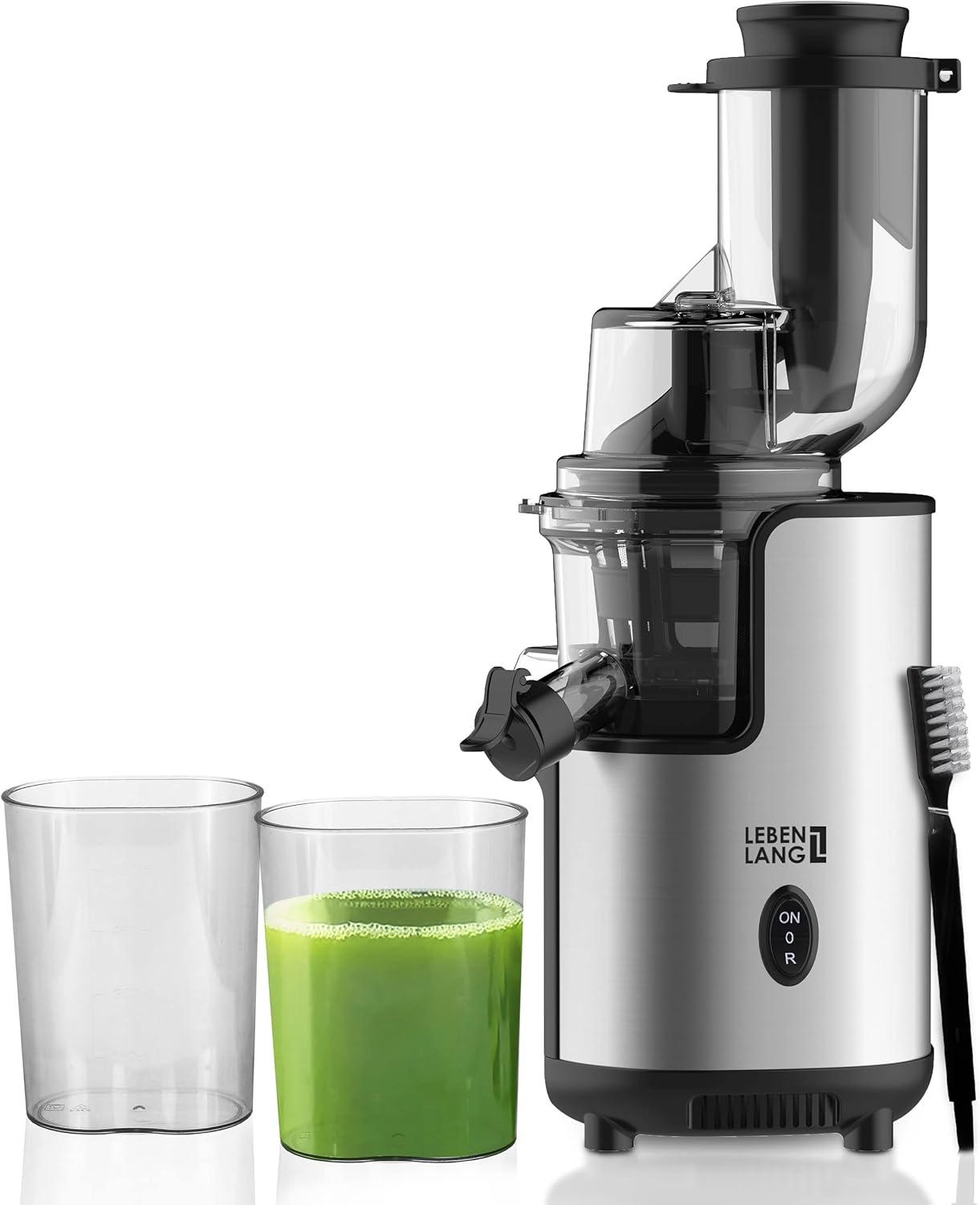 LEBENLANG Slow Juicer 45x35x25 cm - Gris - Presse-fruits et légumes sans BPA, presse-agrumes en céramique, presse-agrumes électrique pour céleri, carottes et smoothies