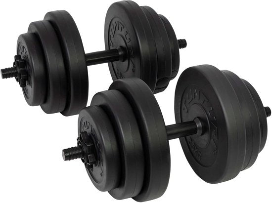 Tunturi Weights - jeu d'haltères - Jeu d'haltères - 2 pièces - Total 28kg - Noir - Vinyle - avec application fitness gratuite