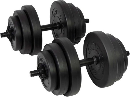 Tunturi Weights - jeu d'haltères - Jeu d'haltères - 2 pièces - Total 28kg - Noir - Vinyle - avec application fitness gratuite