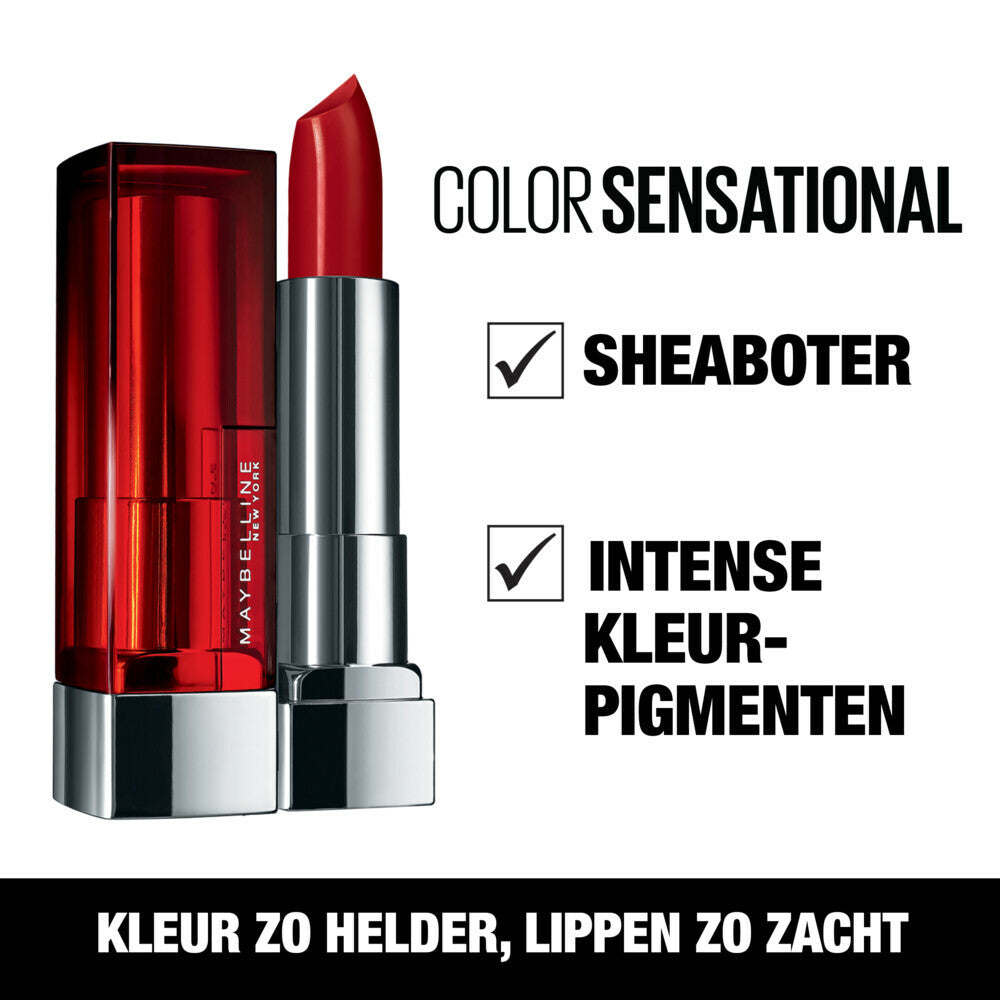 Rouge à lèvres Maybelline New York Color Sensational Cream 344 Coral Rise - Formule hydratante - Beurre de karité - Couleur intense