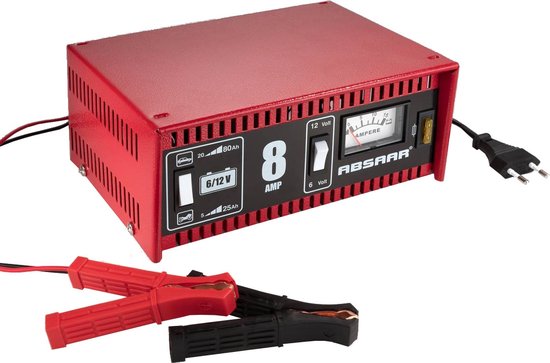 Chargeur de batterie Absaar 6/12 V 8 A - pour voiture et moto - boîtier métallique