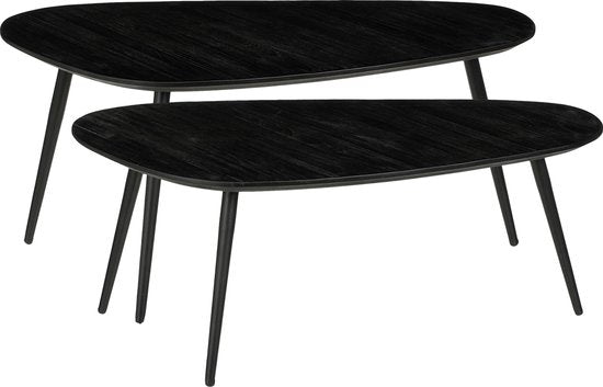 Table d'appoint - Mica Decorations Jailey - Lot de 2 - L84 x L39 x H39 cm - Bois recyclé - Noir