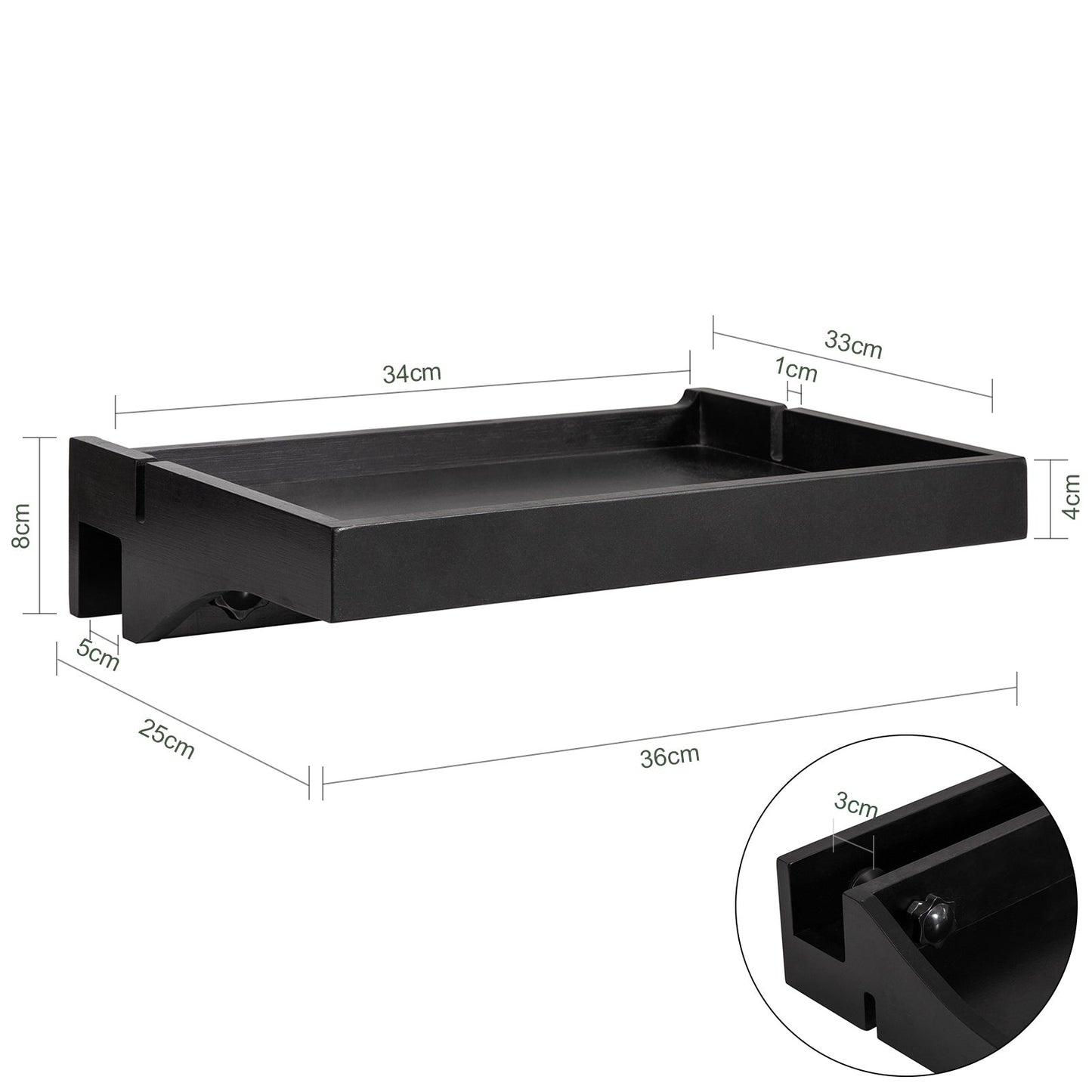 SoBuy Support à pince pour planche de lit - Max 2,5 kg - 36 x 25 x 9 cm - Noir