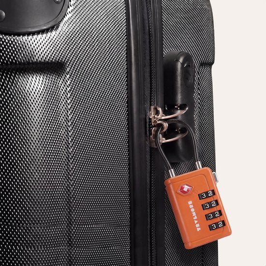 TRVLMORE Cadenas de valise avec câble - Certifié TSA - Fonction alarme - À 4 chiffres - Lot de 2 - Orange