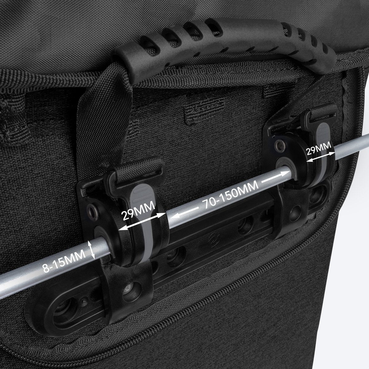 Sac à bandoulière et sac à dos LifeGoods Compact - 25L - Porte-bagages ronds - Imperméable - Noir