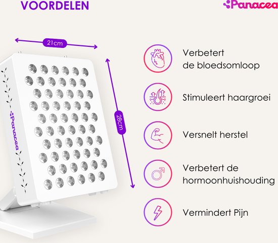 Panacea LED Red and Infrared Lamp Anti Age Collagen - Muscles et articulations - Light Therapy - Stress & Fatigue