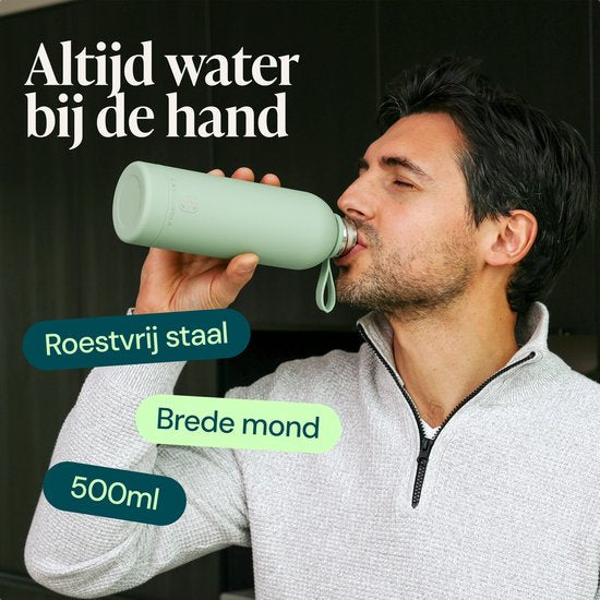 Bouteille d'eau Castagnola - Bouteille à boire en acier inoxydable 500 ML - Thermos en acier - Bouteilles à boire pour adultes - Double paroi - Vert