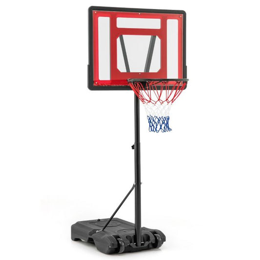 Anneau de basket réglable Coast pour piscine - 165-185 cm de haut - rouge - Support de basket portable pour enfants, adolescents et adultes