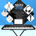 Finesse Piano à clavier avec support - 61 touches - modèle Nouvelle-Orléans - noir - 85,9 x 32,2 x 10,4 cm