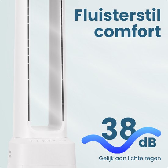 Ventilateur colonne Auronic - Modèle sans pales 2 en 1 - Purificateur d'air avec filtre HEPA - Ventilateur - 10 vitesses - Télécommande - 105 cm - Blanc