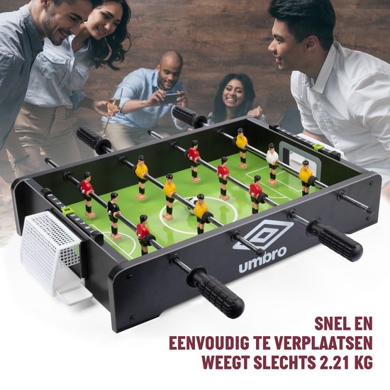 Umbro Table Soccer - Modèle de table - avec 12 joueurs - 2 mini ballons de football inclus - Jeu de football de table - Noir