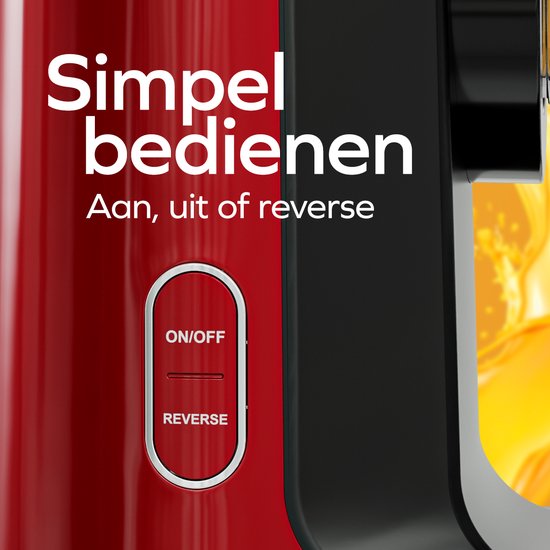 KitchenBrothers Slowjuicer - Presse-agrumes - Presse-légumes et fruits - Alimentation 43 mm et 60 mm - 400 ml - Rouge