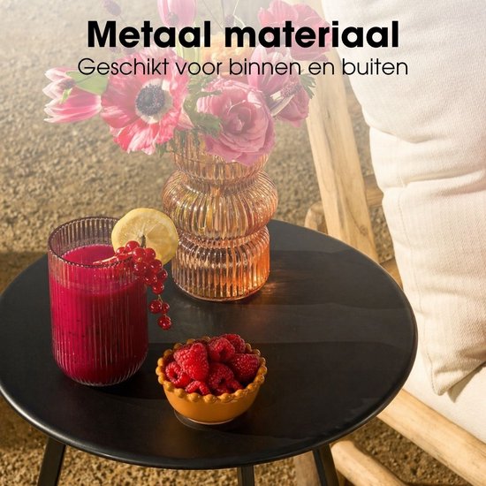 Mica Decorations Seattle : table d'appoint ronde d'extérieur - table basse - table de salon d'extérieur - peut également servir de petite table pour plantes ou de support pour plantes - métal - 58 x 46 cm - noir