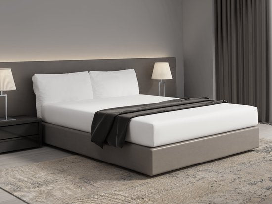 Drap-housse DoubleDry 90x200 cm - 100% coton naturel - doux et respirant - élastique rond - OEKO-TEX & BSCI - Blanc